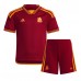 Günstige AS Roma Babykleidung Heim Fussballtrikot Kinder 2023-24 Kurzarm (+ kurze hosen)